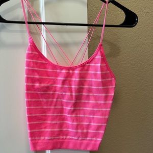 Pink-striped ribbed top